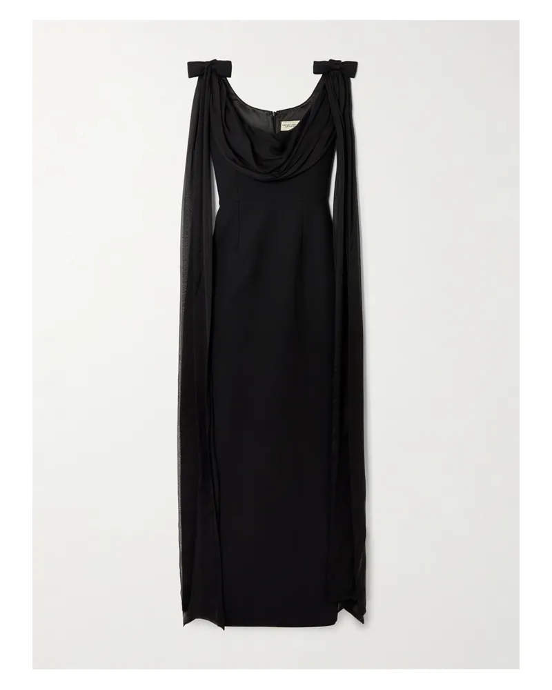 The New Arrivals Ilkyaz Ozel Morticia Robe Aus Cady Mit Besätzen Aus Seiden-voile Und Schleifen - Schwarz Schwarz
