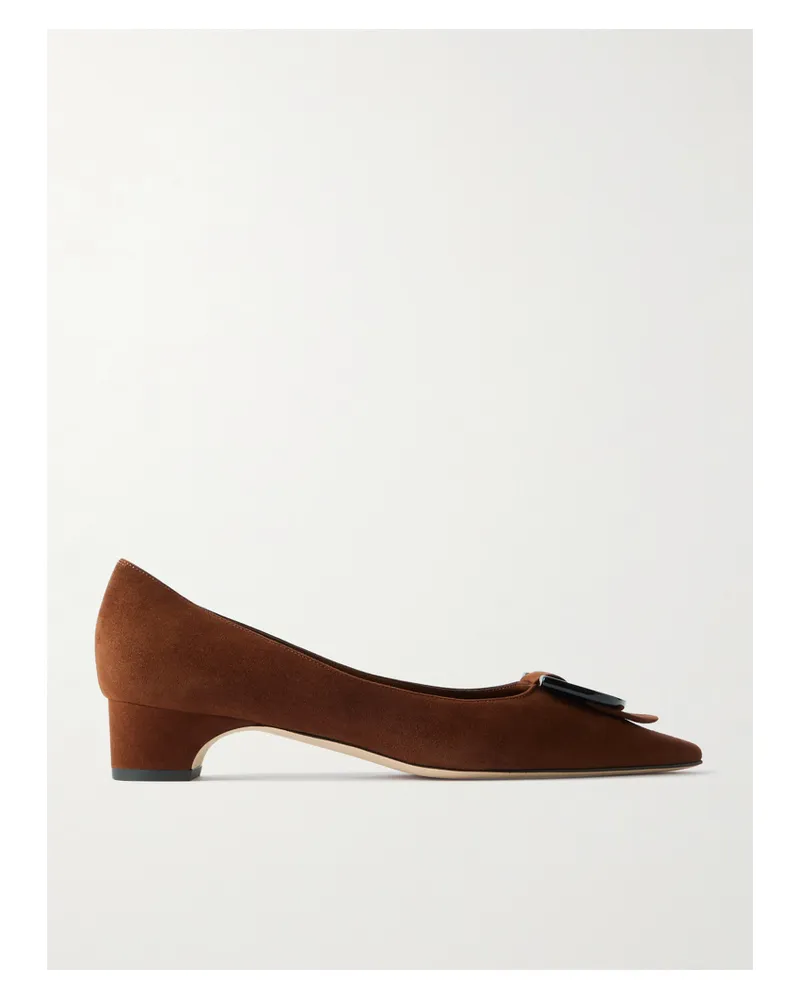 Manolo Blahnik Beti 30 Pumps Aus Veloursleder Mit Verzierung - Braun Braun