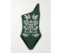 Gemme One-shoulder Printed Swimsuit - Green