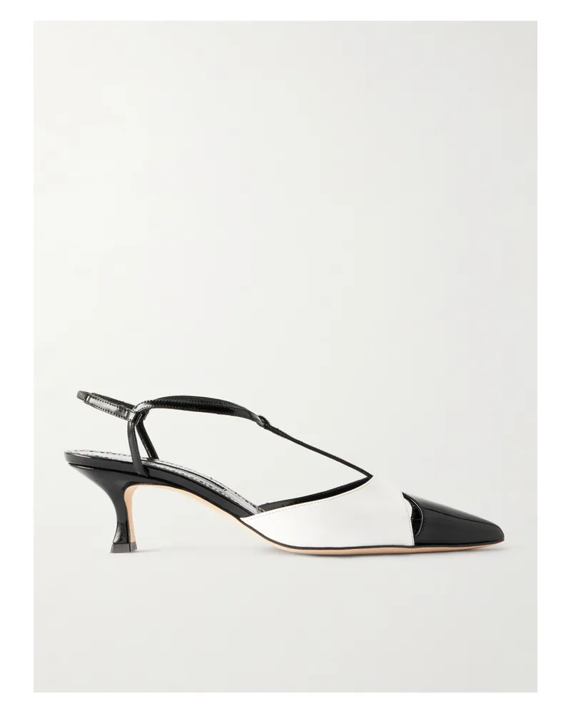 Manolo Blahnik Turgimod 50 Zweifarbige Pumps Aus Lackleder - Weiß Weiß