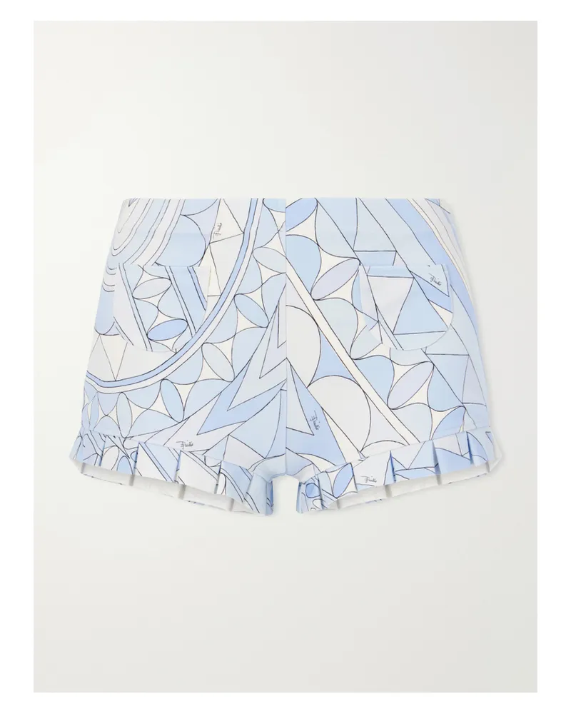 Emilio Pucci Pleated Printed Cotton-jersey Shorts - Pink Pink