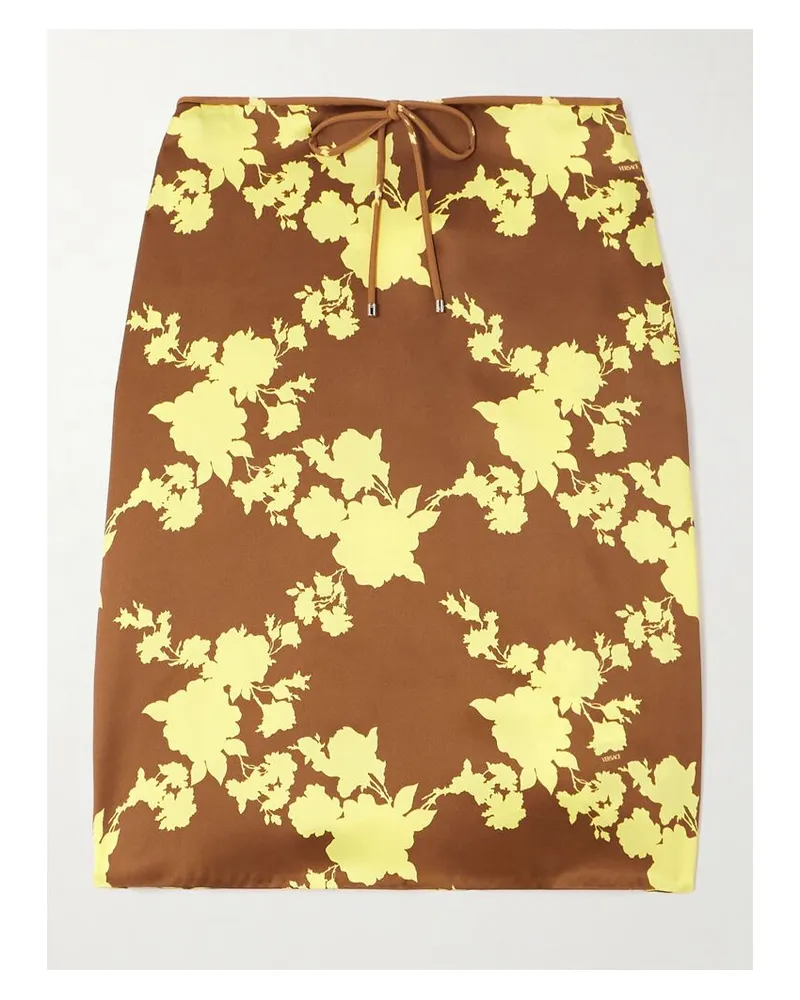 Versace Midirock Aus Seidensatin Mit Blumenprint - Braun Braun