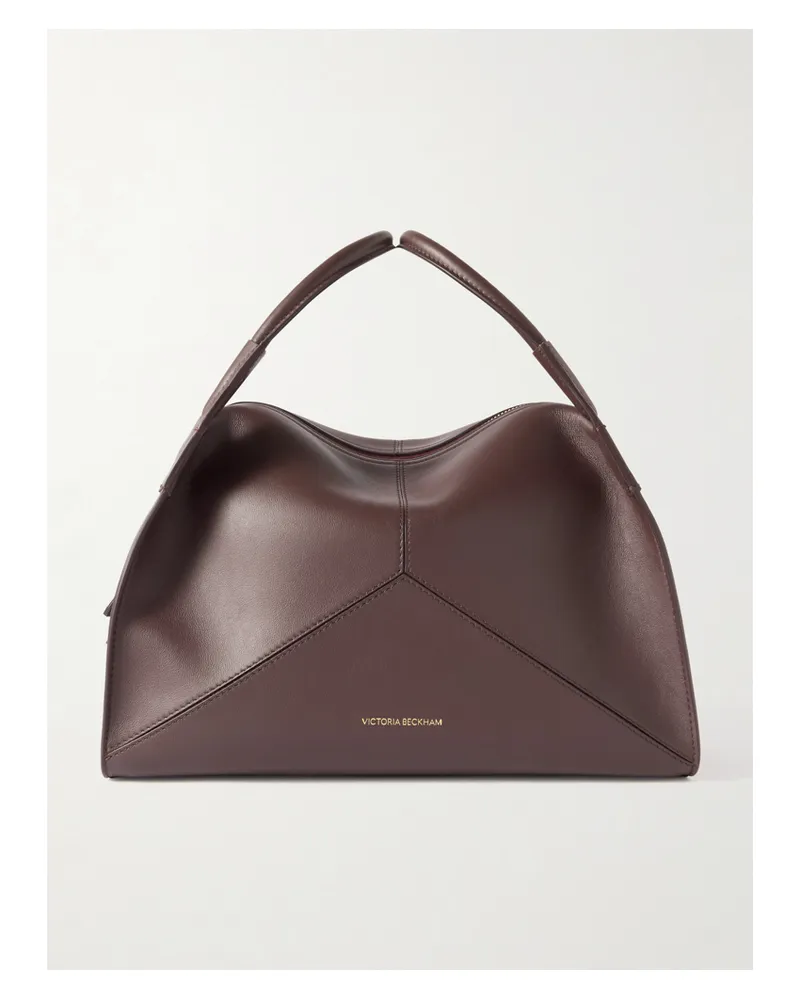 Victoria Beckham Plié Paneled Leather Tote - Burgundy Burgundy