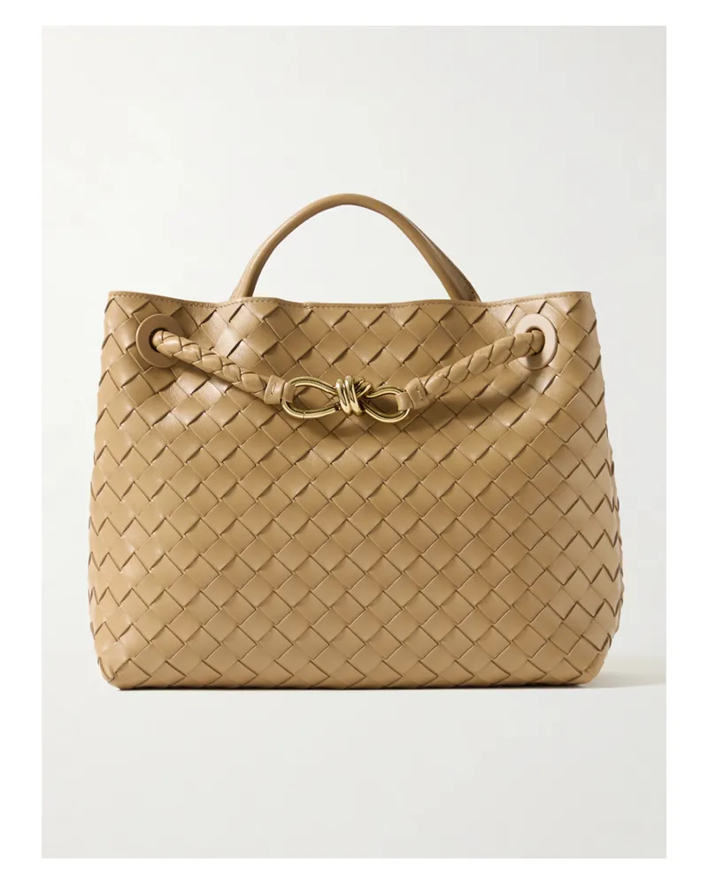 Bottega Veneta Andiamo Medium Embellished Intrecciato Leather Tote - Brown Brown