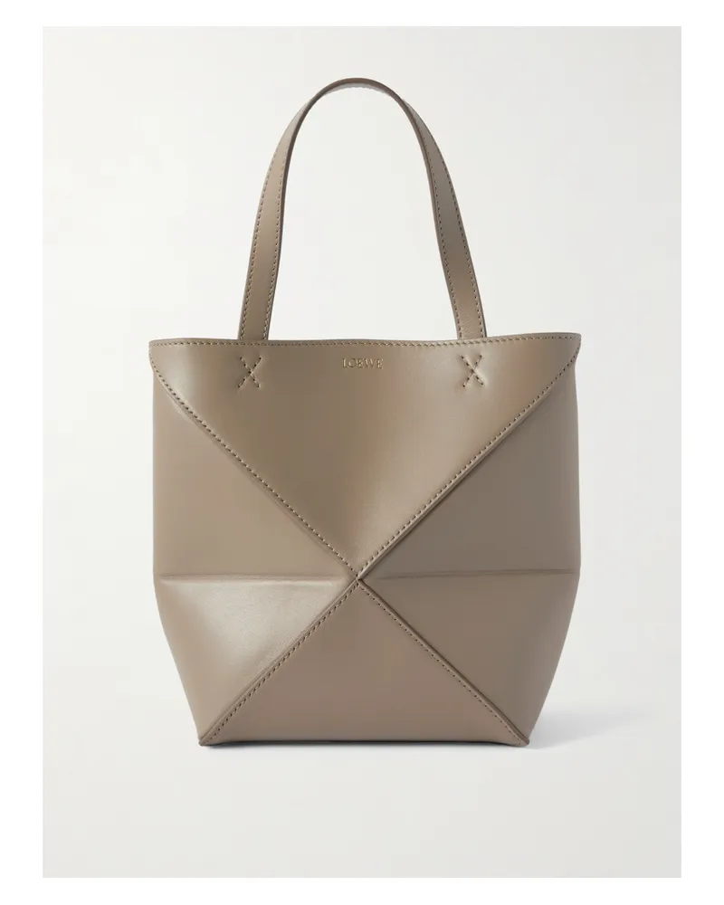 Loewe Puzzle Fold Convertible Mini Leather Tote - Neutrals Neutrals