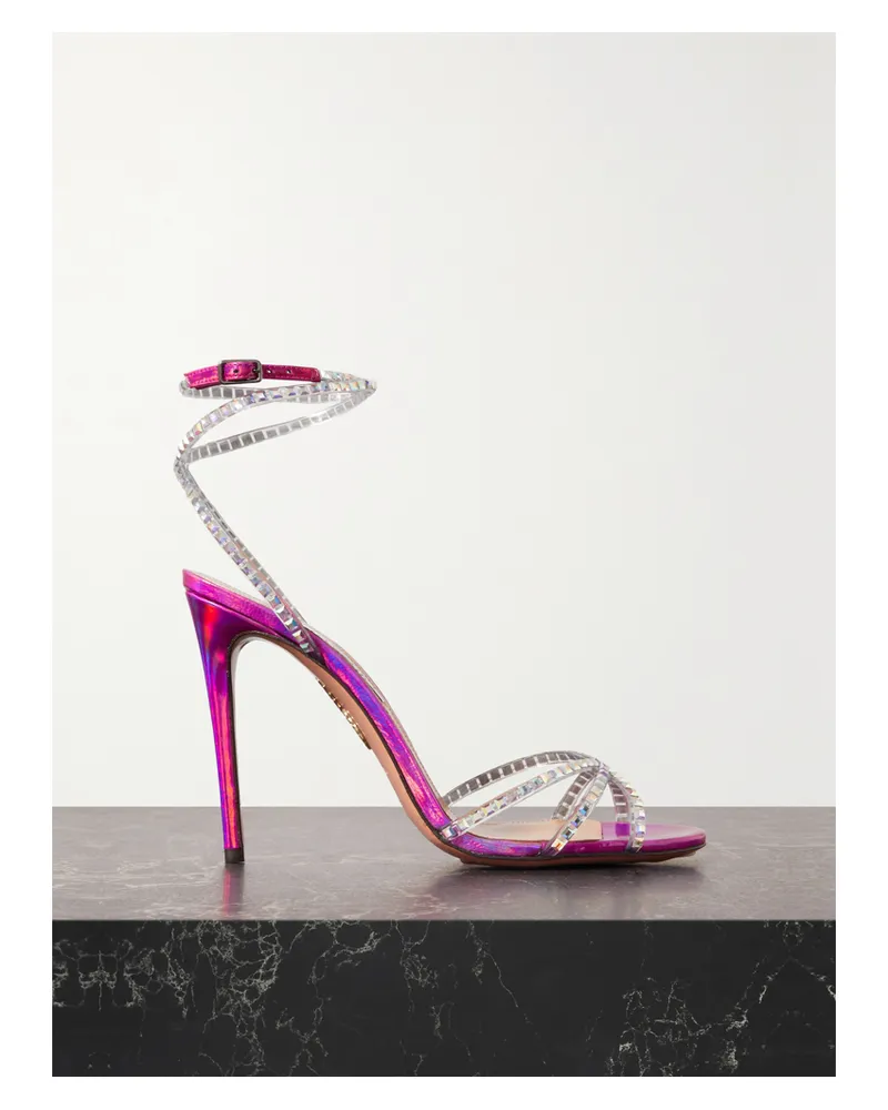 Aquazzura Dance Plexi 105 Sandalen Aus Changierendem Leder Und Pvc Mit Verzierungen - Pink Pink