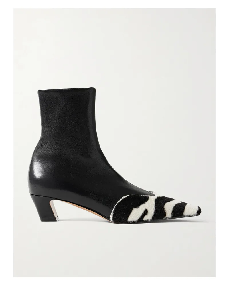 KHAITE Nevada Leather And Zebra-print Calf Hair Ankle Boots - Animal print Animal