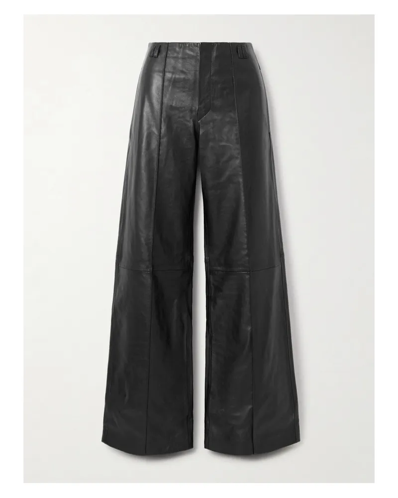 Isabel Marant Ciara Lederhose Mit Weitem Bein - Schwarz Schwarz