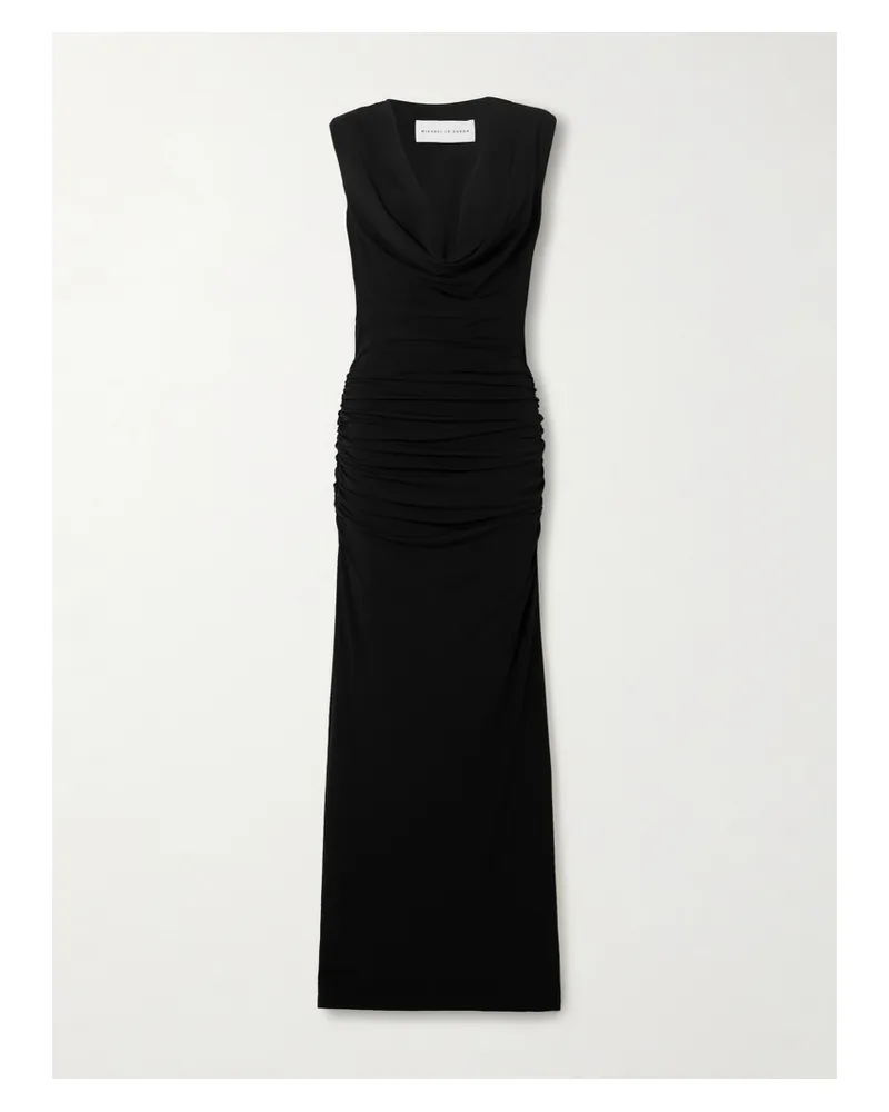 Michael Lo Sordo Maxikleid Aus Satin Mit Falten - Schwarz Schwarz