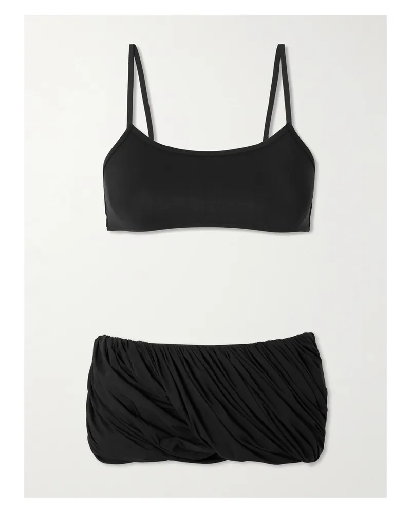 Alaïa Twisted Ruched Bikini - Black Black