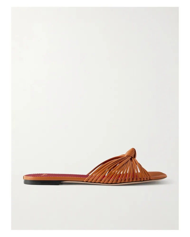 Valentino Garavani Annet Woven Leather Slides - Brown Brown