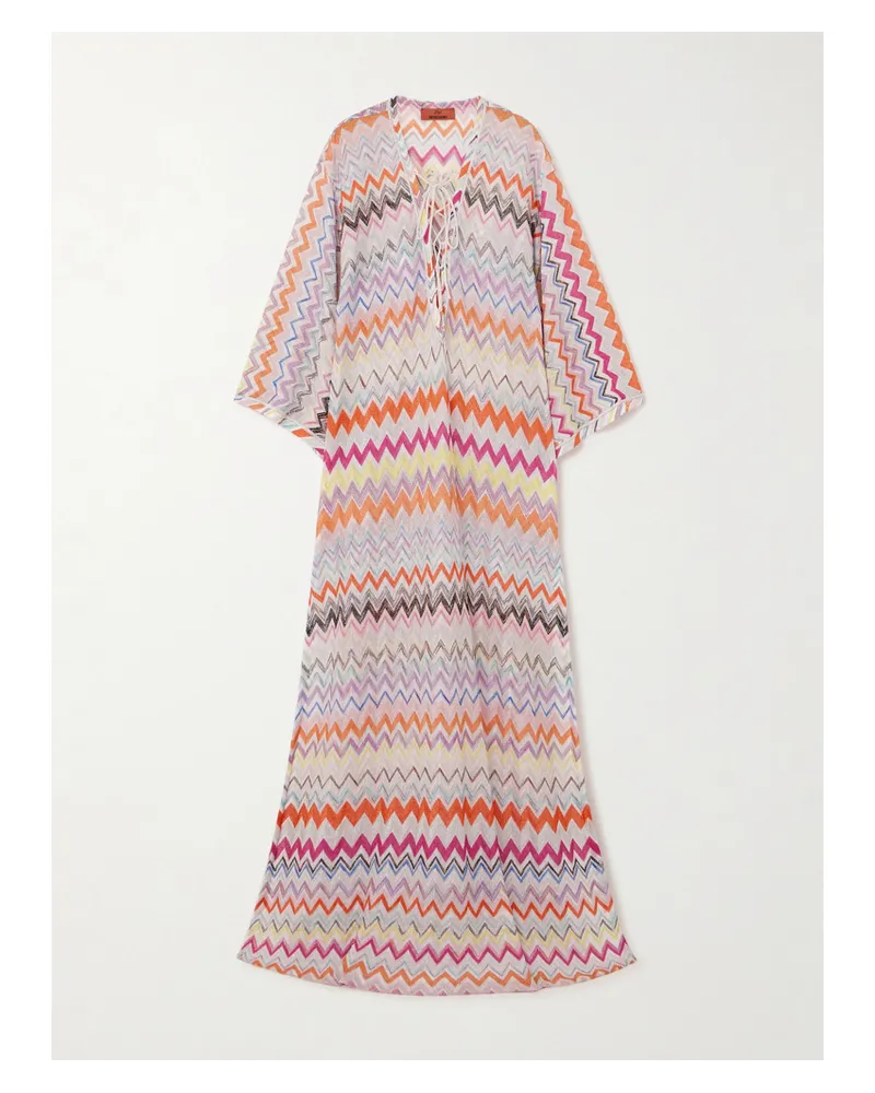 Missoni Mare Kaftan aus Gestreiftem Metallic-häkelstrick Mehrfarbig