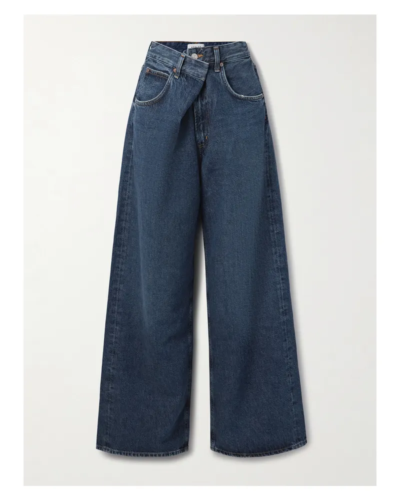 AGOLDE Vana Draped Low-rise Wide-leg Jeans - Blue Blue