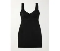 Minikleid Aus Gabardine Aus Einer Wollmischung Mit Wellenkanten - Schwarz