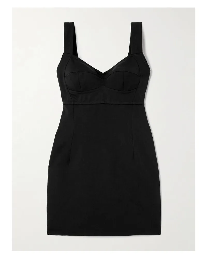 Dolce & Gabbana Minikleid Aus Gabardine Aus Einer Wollmischung Mit Wellenkanten - Schwarz Schwarz
