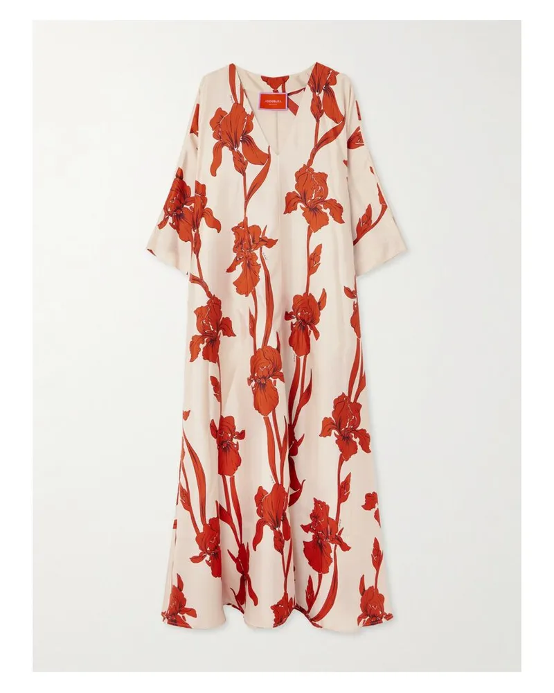 La DoubleJ Muumuu Maxikleid Aus Seiden-twill Mit Blumenprint - Elfenbein Elfenbein