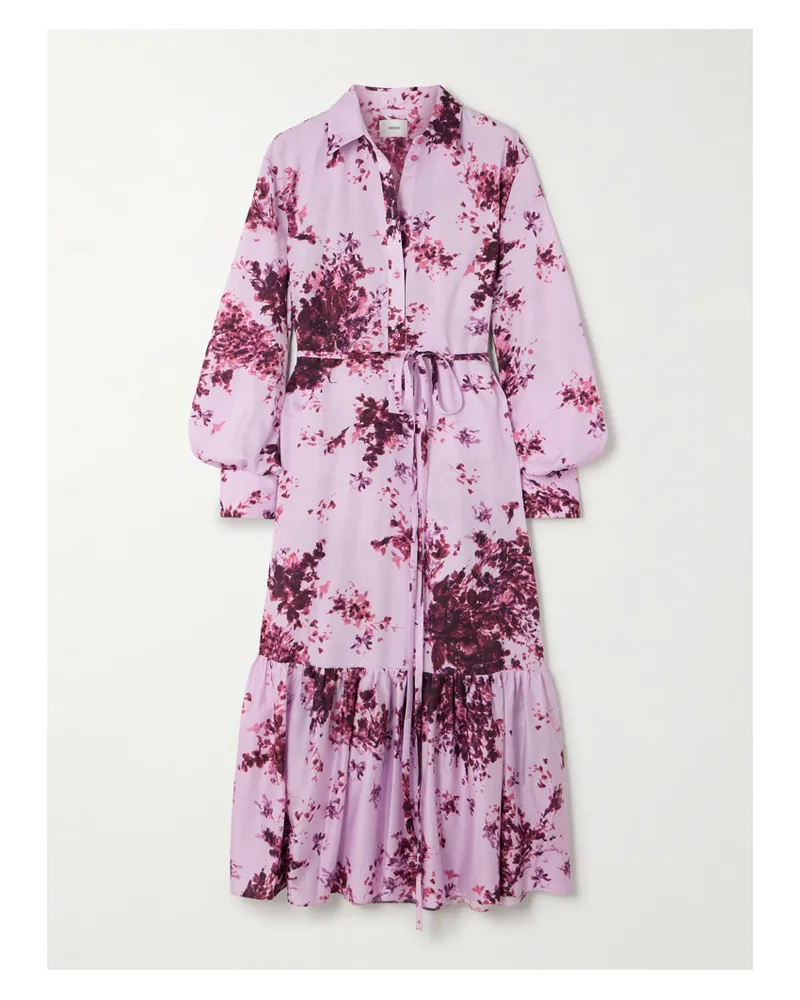 Erdem Midikleid Aus Baumwolle Mit Blumenprint Und Bindegürtel - Pink Pink