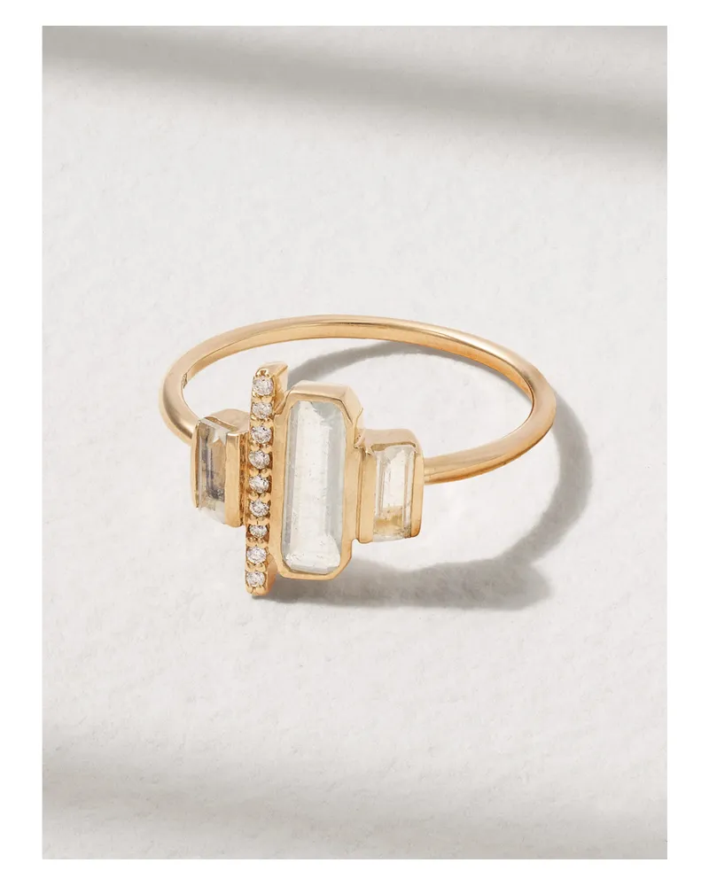 Melissa Joy Manning Cityscape Ring Aus Recyceltem 14 Karat Gold Mit Aquamarinen Und Diamanten Gold