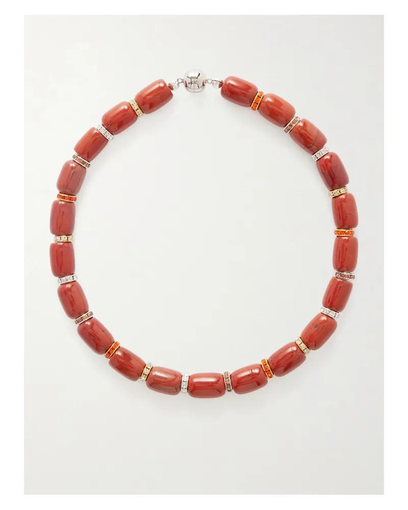JULIETTA Rhodium-plated Jasper Necklace - Red Red