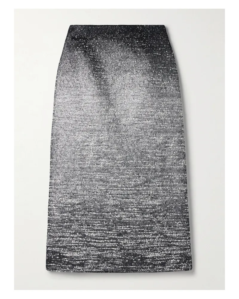 Oscar de la Renta Metallic Bouclé-tweed Midi Skirt - Black Black