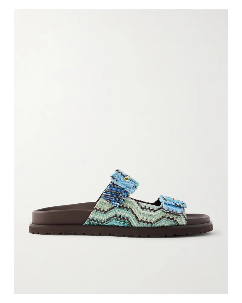 Missoni Clea Striped Woven Sandals - Orange Orange