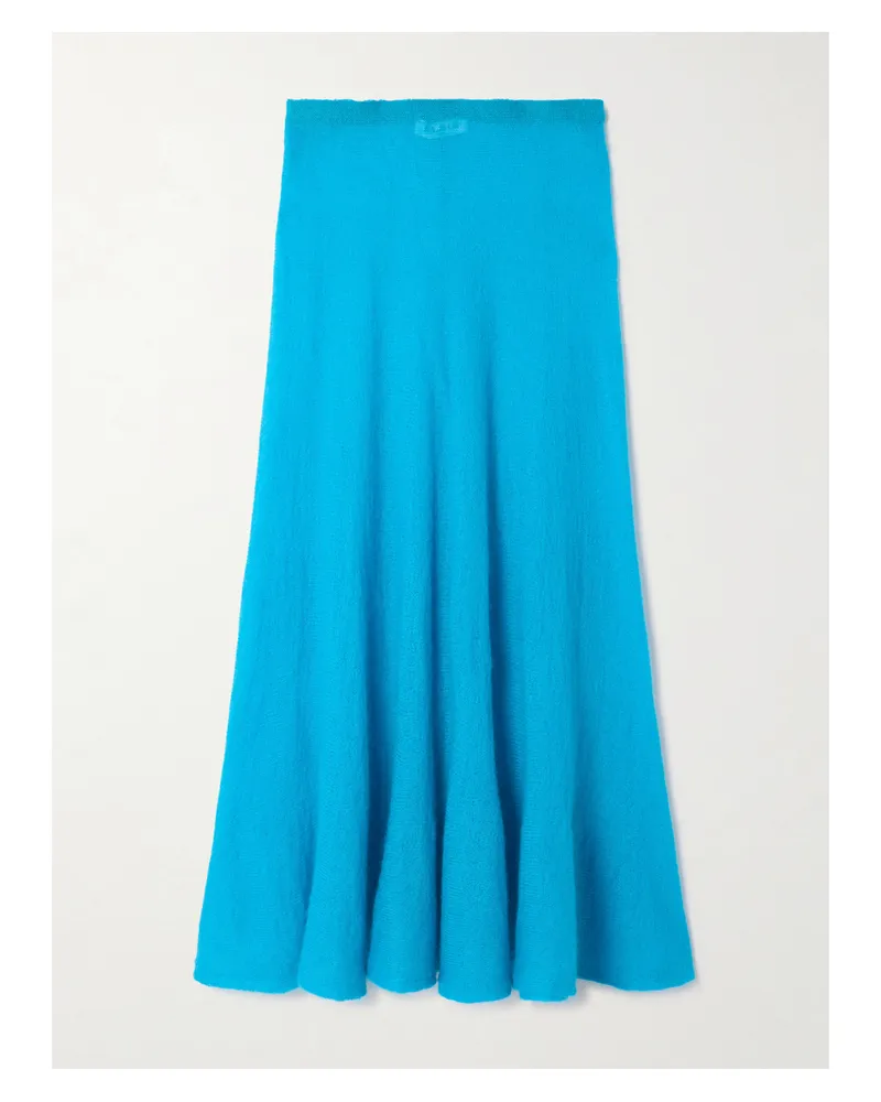 Alaïa Pleated Mohair-blend Midi Skirt - Blue Blue