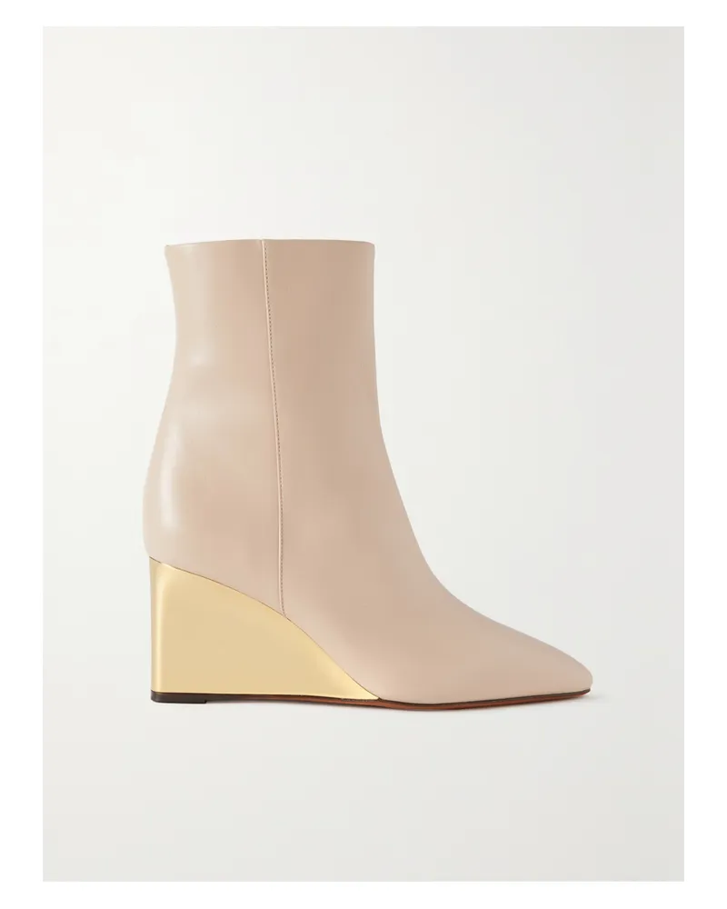 Chloé Net Sustain Rebecca Ankle Boots Aus Leder Mit Keilabsatz - Wollweiß Wollweiß