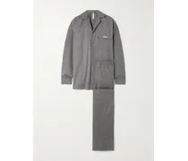 Flannel Sleep Set – Heather Gray Stripe – Pyjama - Grau