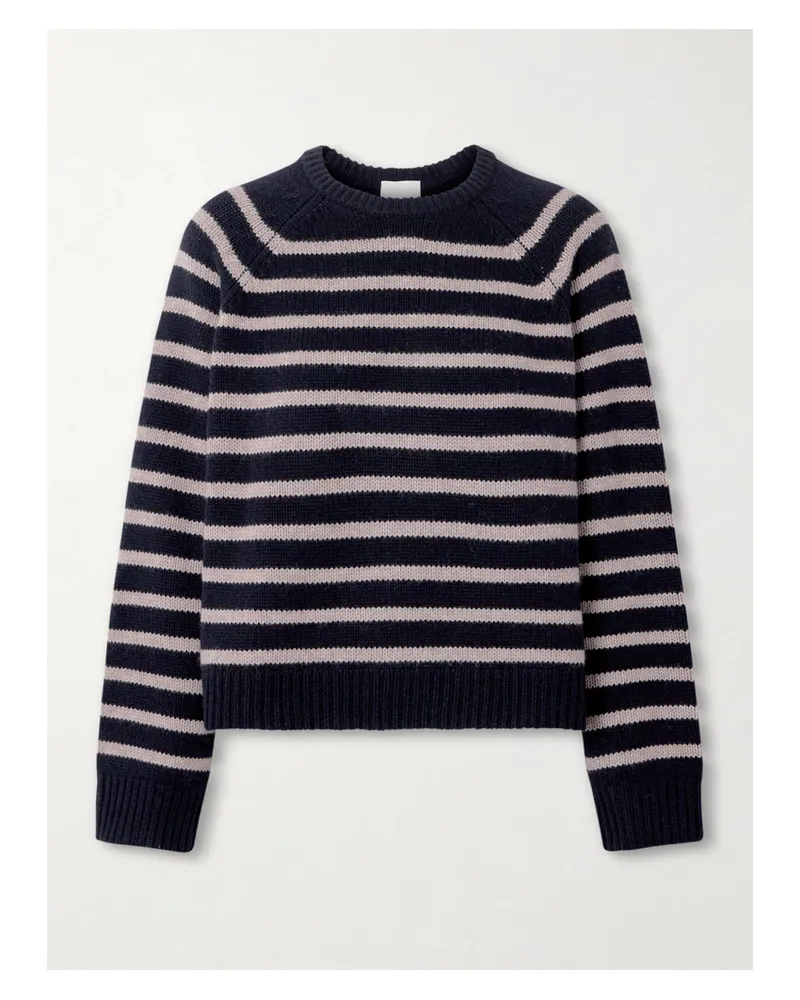 ALLUDE Striped Wool And Cashmere-blend Sweater - Blue Blue