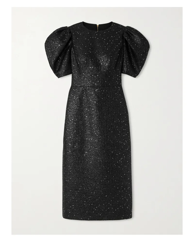 Carolina Herrera New York Sequin-embellished Metallic Tweed Midi Dress - Black Black