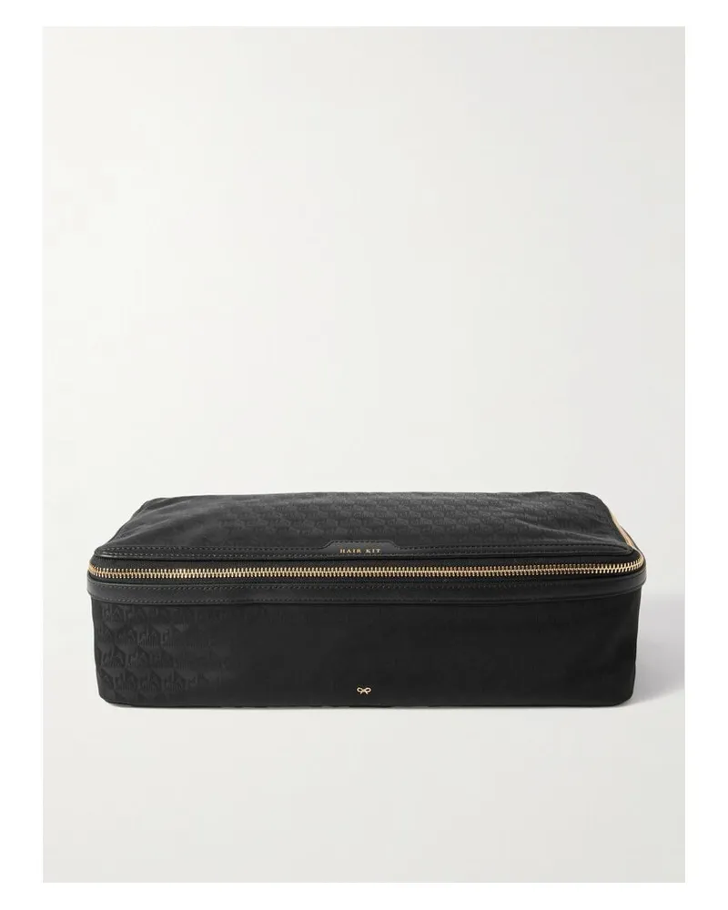 Anya Hindmarch Tasche Für Haarstyling-tools Aus Nylon-jacquard Mit Lederbesätzen - Schwarz Schwarz