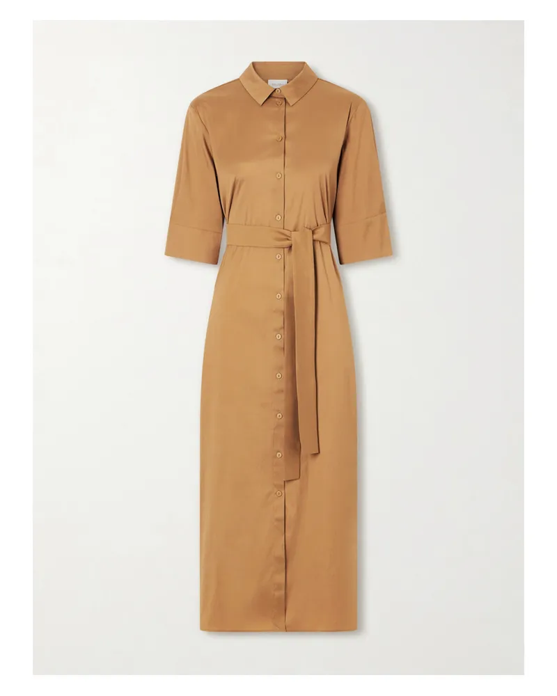Max Mara Cotton-blend Poplin Midi Dress - Brown Brown