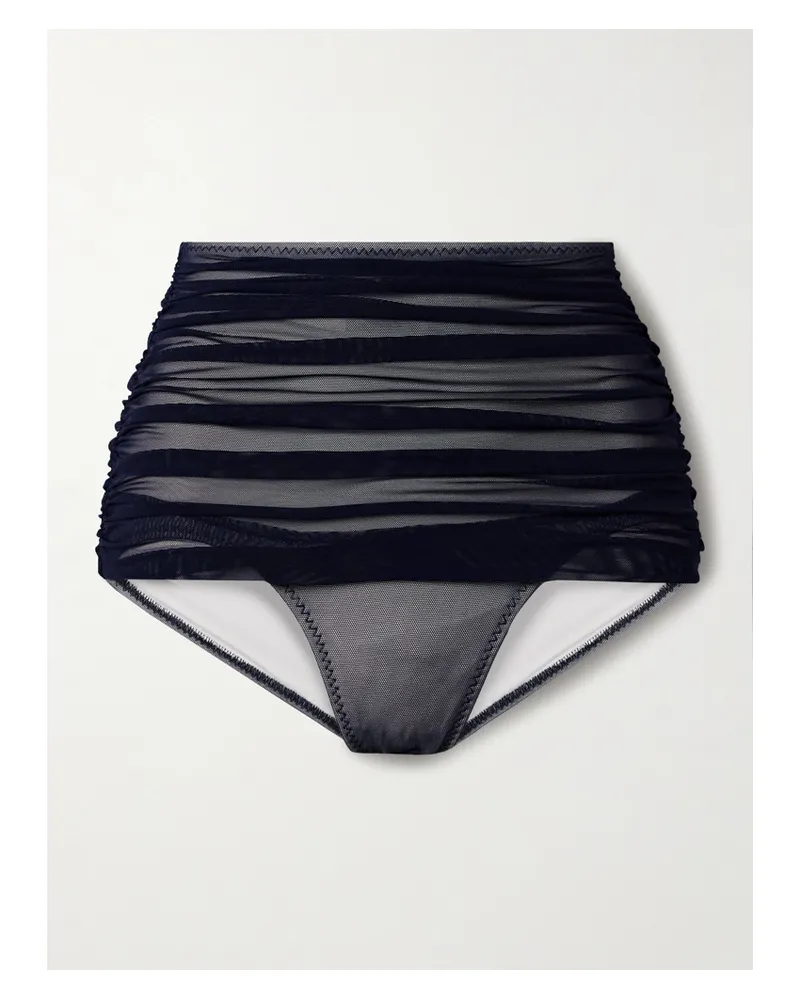 Norma Kamali Bill Bikini-höschen Aus Mesh Mit Raffungen - Blau Blau