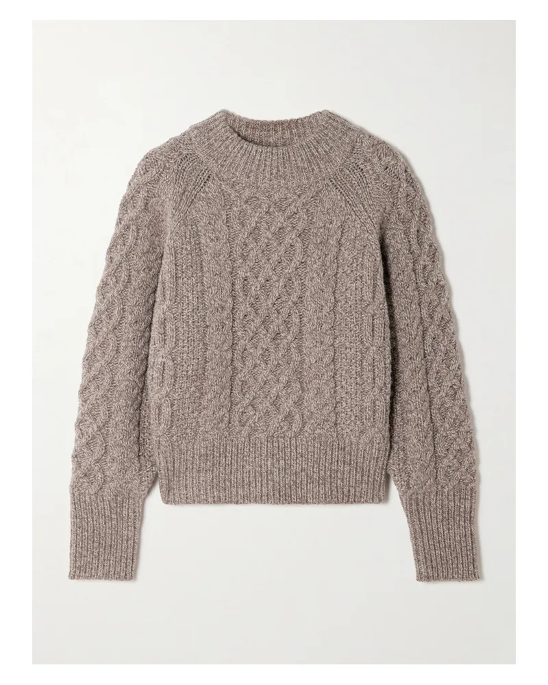 EMILIA WICKSTEAD Emory Cropped Cable-knit Wool-blend Sweater - Neutrals Neutrals