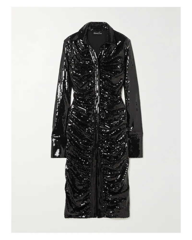 Richard Quinn Midikleid Aus Stretch-jersey Mit Pailletten Und Raffungen - Schwarz Schwarz