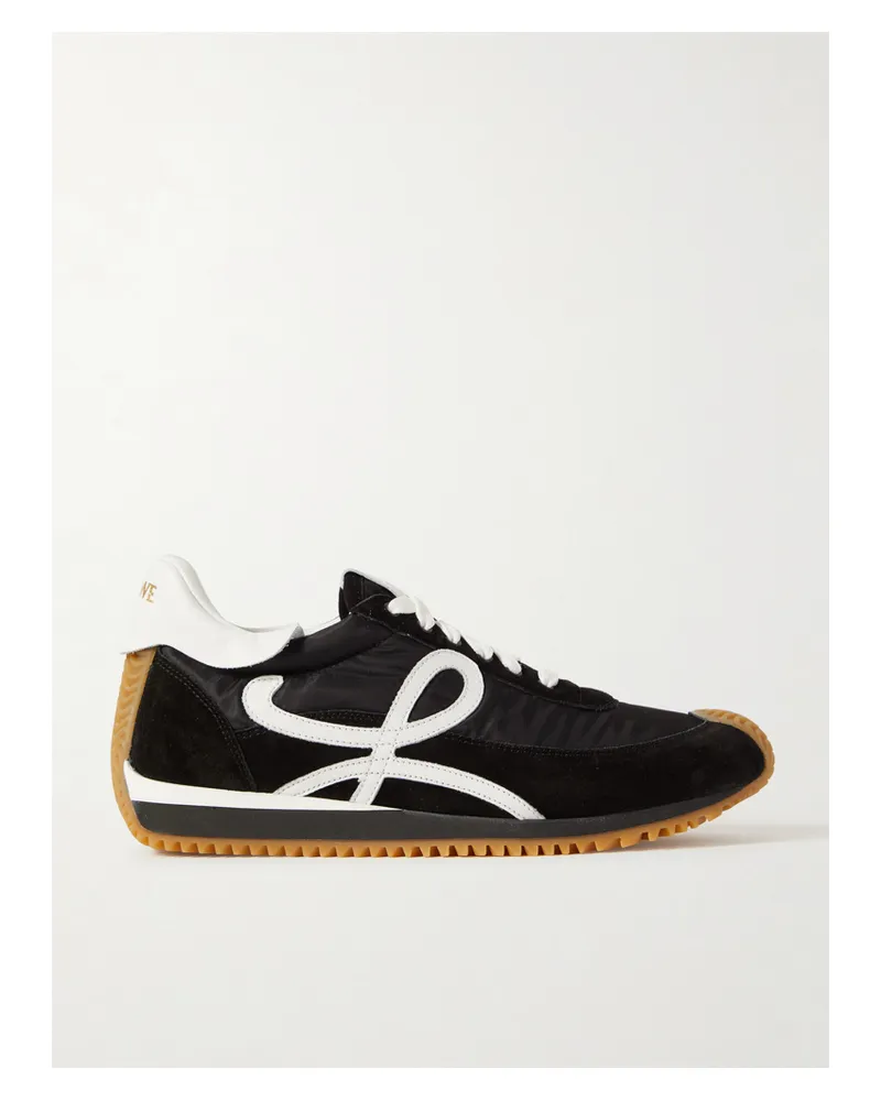Loewe Flow Logo-appliquéd Leather And Shell Sneakers - Black Black