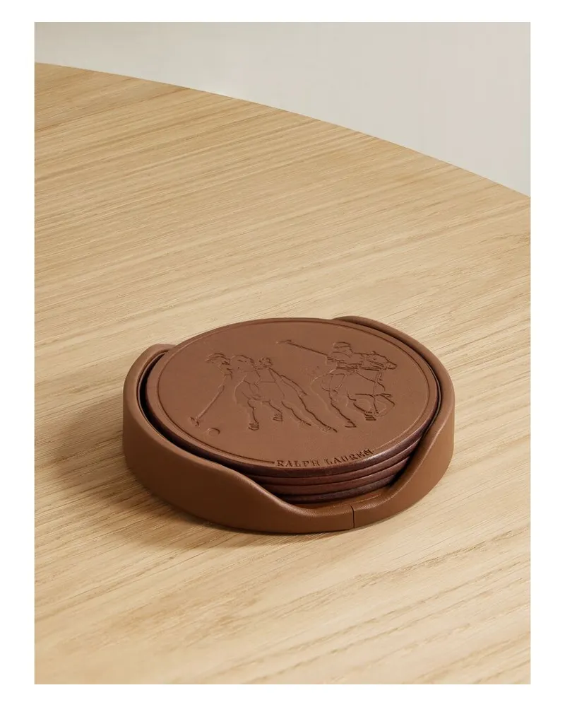 Ralph Lauren Home Garrett Set Aus Vier Untersetzern Aus Geprägtem Leder - Braun Braun