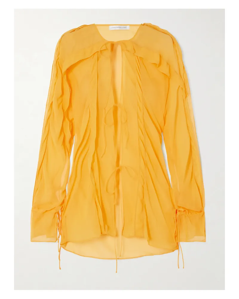 Christopher Esber Floating Hemd Aus Seiden-georgette Mit Volants - Gelb Gelb