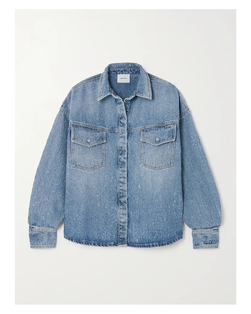 HALFBOY Oversized-jeanshemd In Distressed-optik - Blau Blau