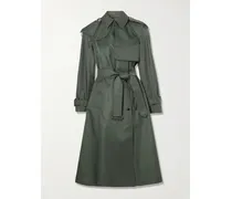 Belted Hooded Shell Trench Coat - Green