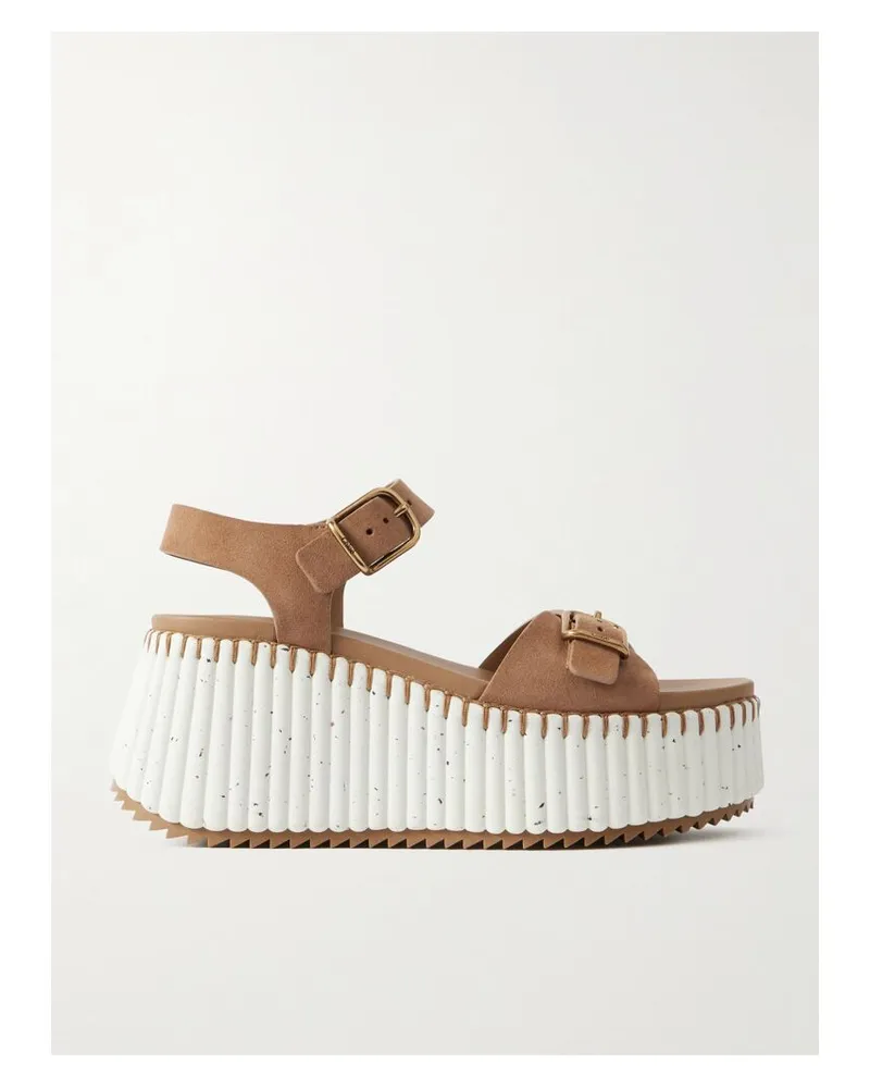 Chloé Nama Plateau-wedges Aus Veloursleder - Braun Braun
