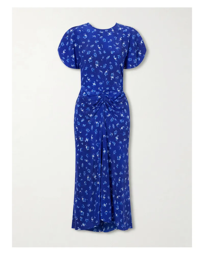 Victoria Beckham Bela Floral-print Silk-chiffon Midi Dress - Blue Blue