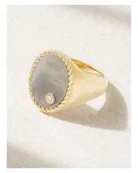 Yvonne Léon Ring aus 9 Karat  mit Perlmutt Und Diamant Gold