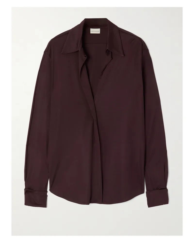 Dries van Noten Hemd Aus Glänzendem Jersey - Braun Braun