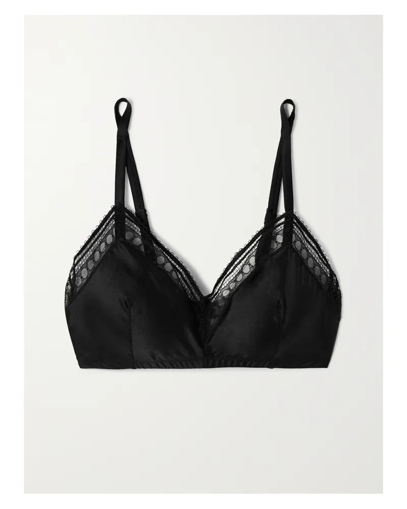 Eres Reveillon Cotillon Triangel-bh Aus Stretch-satin Mit Spitzenbesätzen - Schwarz Schwarz