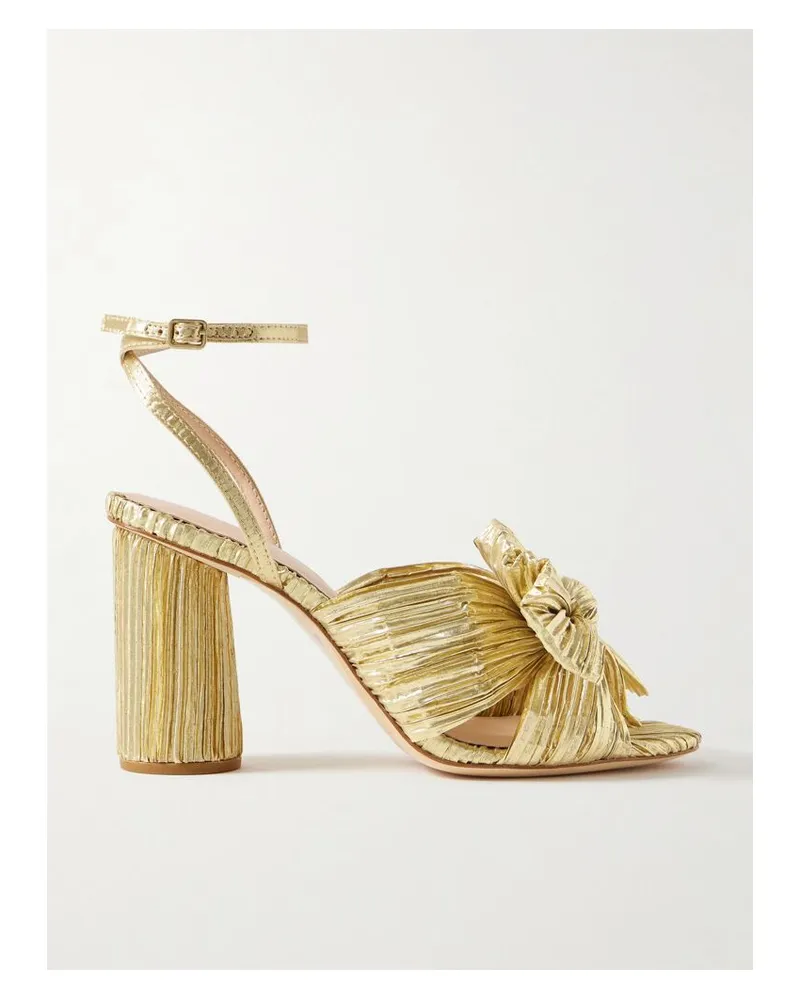 Loeffler Randall Camellia Sandalen Aus Lamé Mit Schleife - Gold Gold