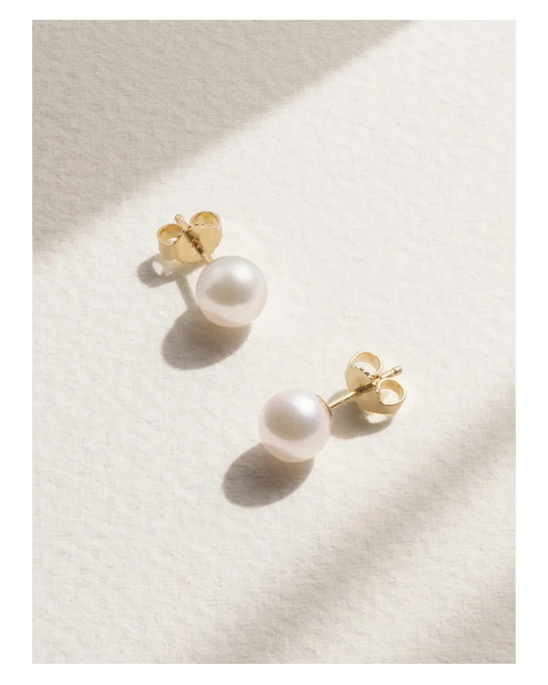 Mikimoto 18-karat Gold Pearl Earrings - White White