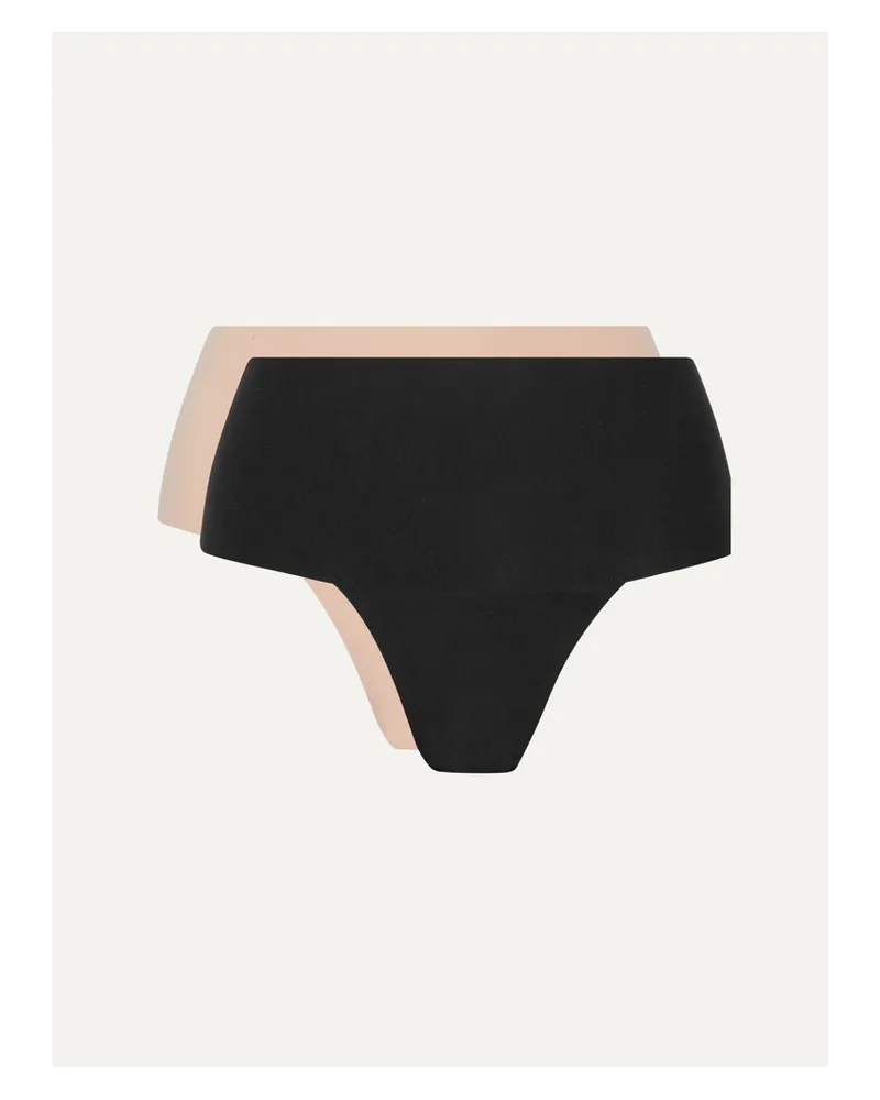 Spanx Undie-tectable Set Of Two Stretch-jersey Thongs - Black Black