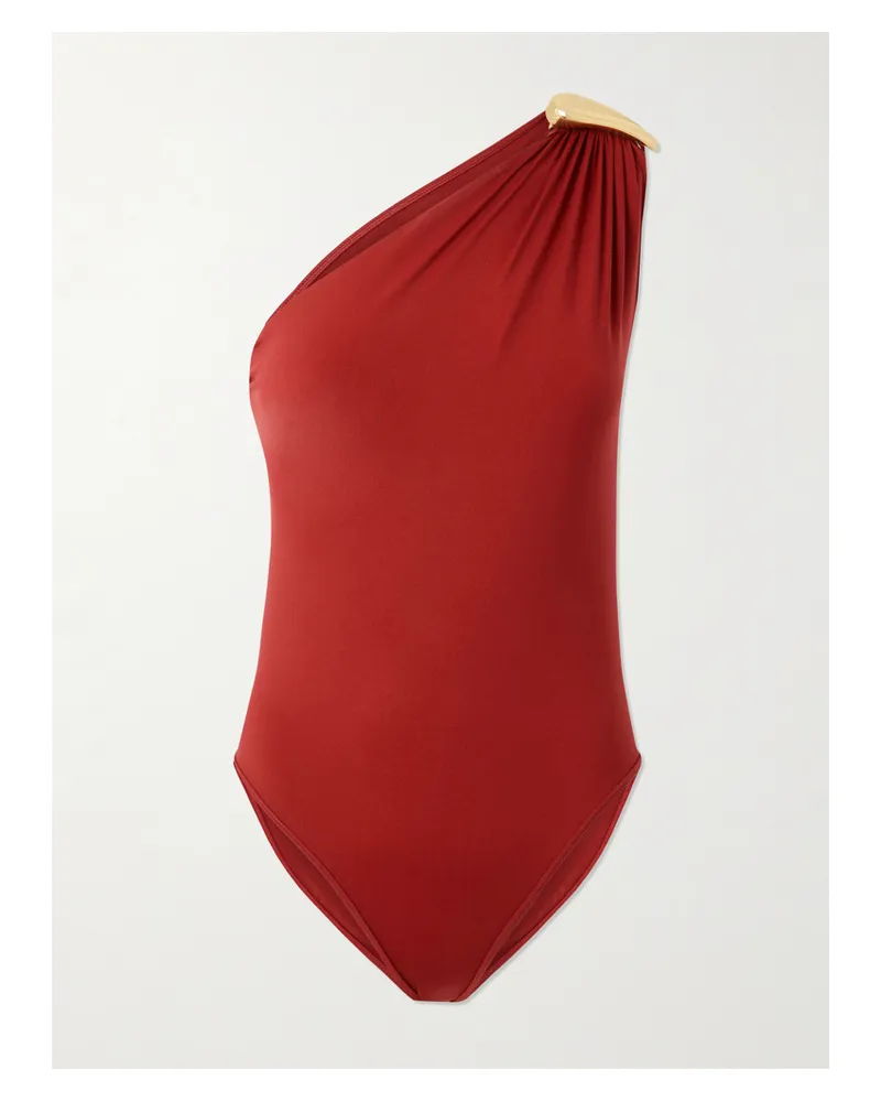 Bottega Veneta One-shoulder Embellished Swimsuit - Red Red