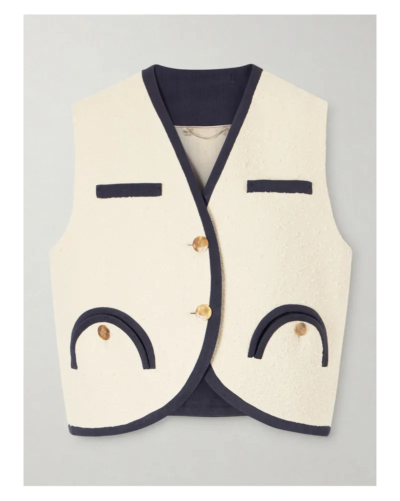 Blazé Milano Orinda Gliss Cotton-blend Bouclé Vest - Neutrals Neutrals